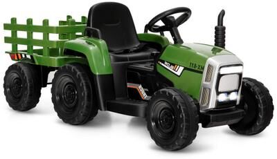 Costway 12V Ride on Tractor with 3-Gear-Shift Ground Loader for Kids 3+ Years Old-Dark Green