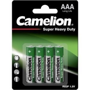 Camelion Batterien Super Heavy Duty, Zink-Kohle, 1,5V, AAA / Micro / R3, 4 Stück