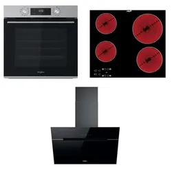 Whirlpool Backofen OMK58CU1SX + Glaskeramikkochfeld AKT8090NE + Dunstabzugshaube WHVP62FLTSK SETWH20