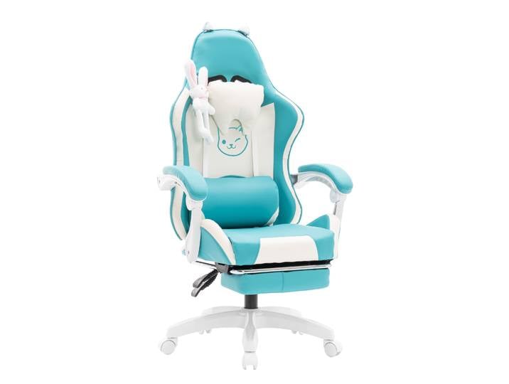 Gamingstuhl Bürostuhl Leder WINIFRED blau/weiss