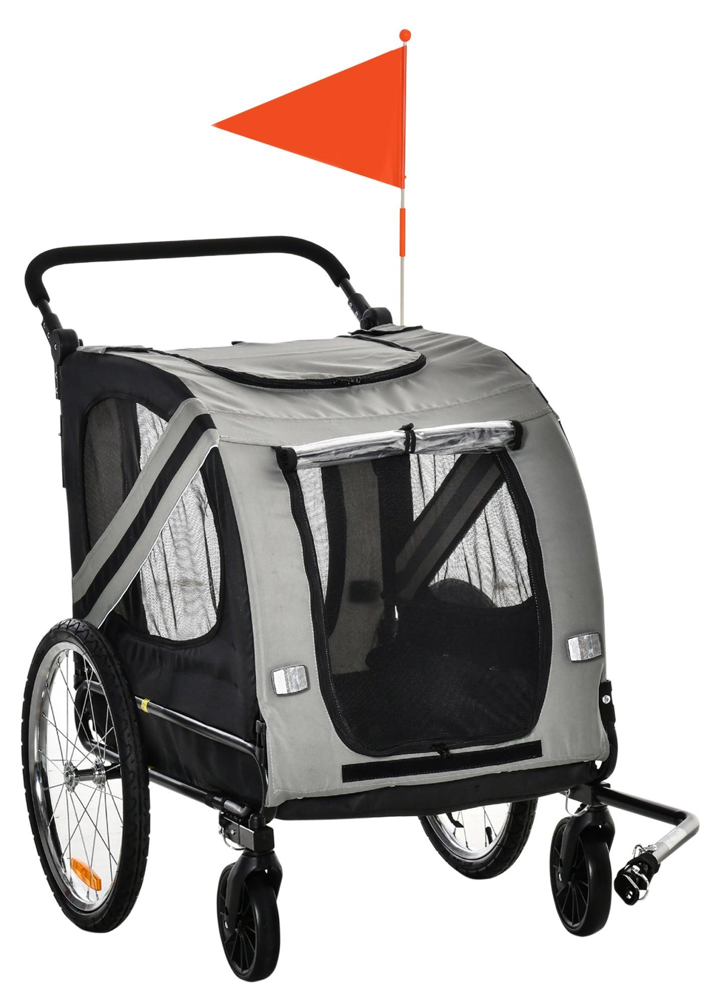 Fahrradanhänger für Hunde - Hundeanhänger - Hunde transportwagen - Fahrradkorb für Haustiere - Hunde buggy - 2-in-1 Design