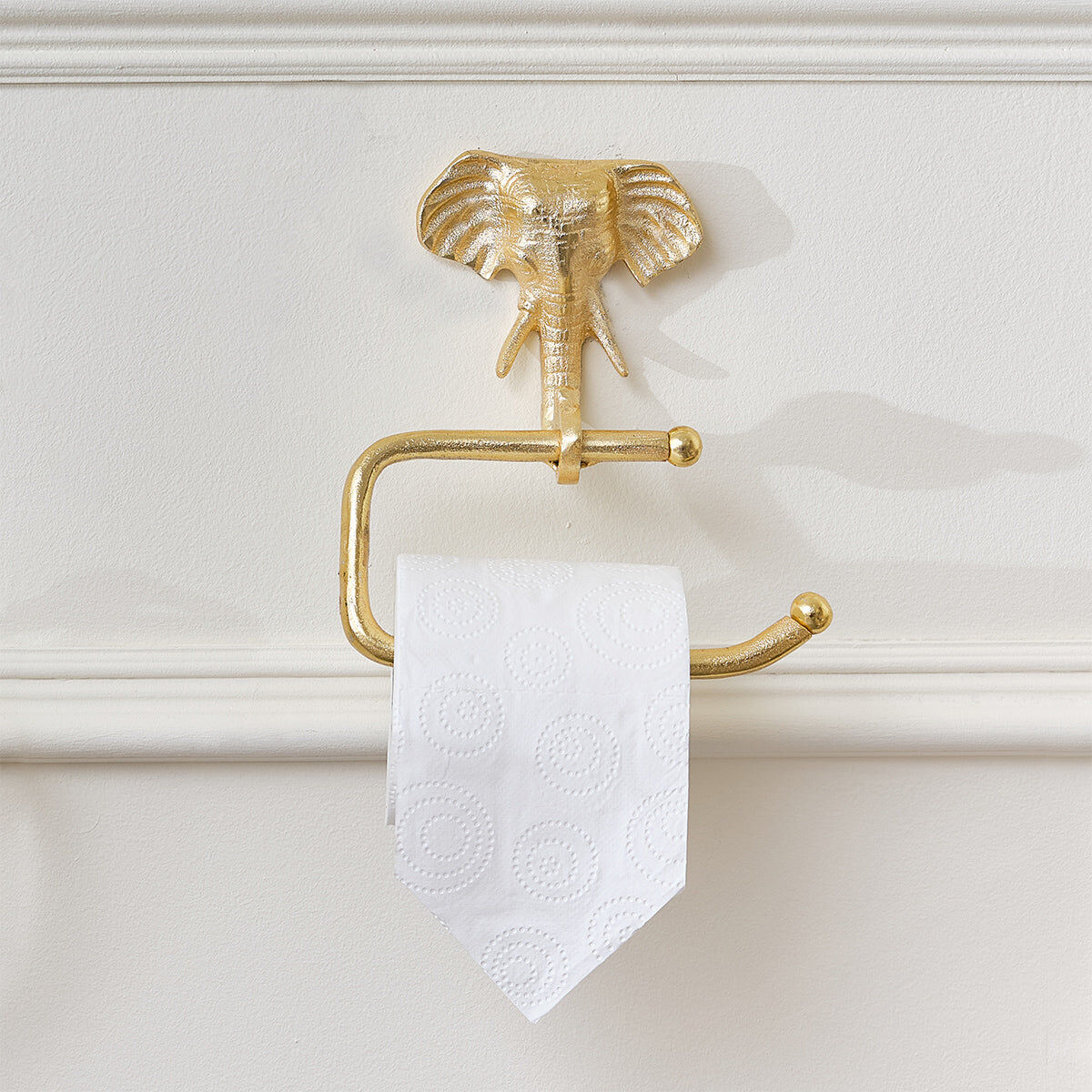 Metallic Gold Elephant Toilet Roll Holder 18cm x 19cm Metal