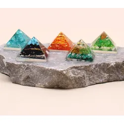 Sm Orgonite Pyramid 25mm Gemchips and Copper