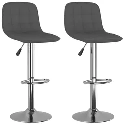 Décoshop26 - Set aus 2 Barhockern Hochstühlen höhenverstellbar aus dunkelgrauem Stoff und Stahl DEC029712 DEC029712