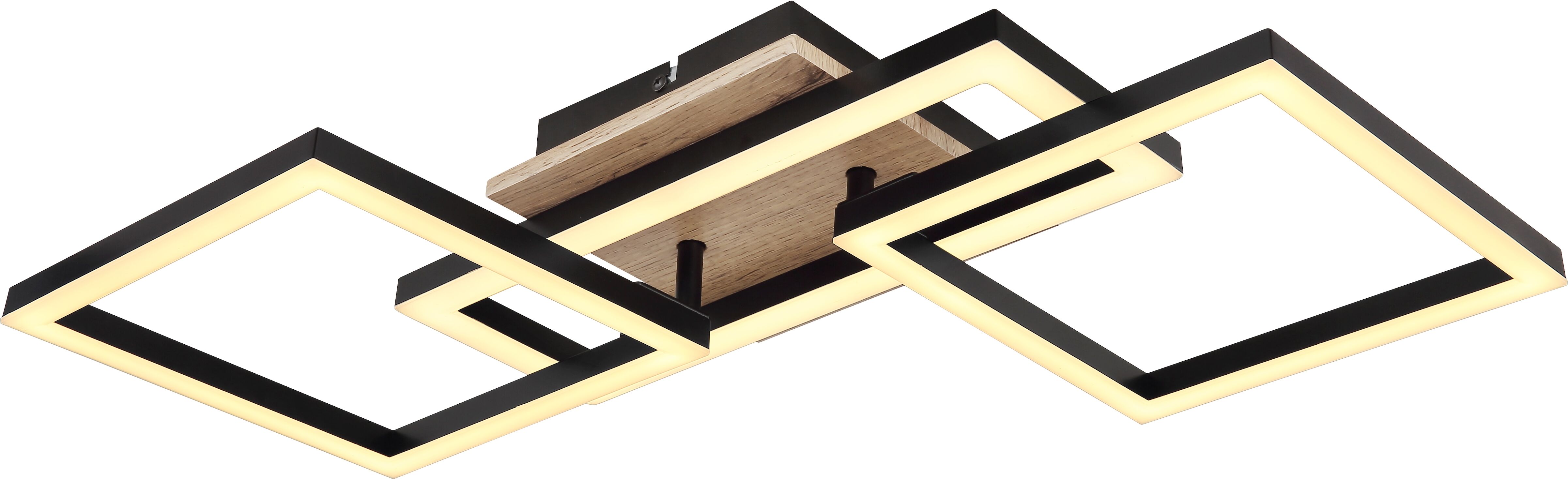 GLOBO LIGHTING LED Deckenleuchte "BOSSY", schwarz, Leuchten, Deckenlampe/Wohnzimmer/Schlafzimmer/modern/Holz, LED Deckenleuchte