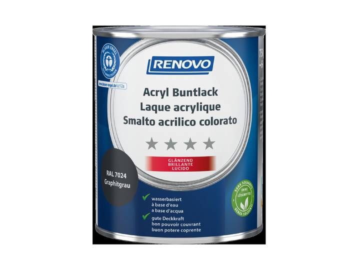 Renovo Acryl-Buntlack Graphitgrau RA l 7024 Glänzend 750 ml