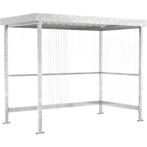 WSM Personenunterstand Jena Maxi, silber, aus Metall, 2 Wände aus Kunststoff, 296 x 158cm (B/T), für 4 Personen
