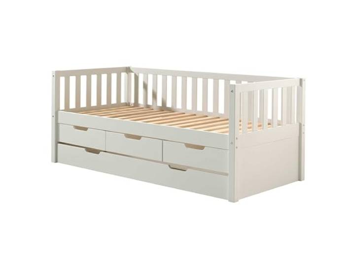 Vipack Lit Banquette 90x200 sommier 3 tiroirs et tiroir de lit Inclus Fritz - Blanc