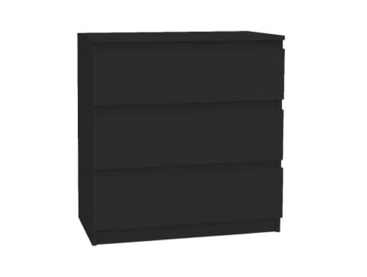 VBChome Kommode Schwarz 80 cm Kommode mit DREI Schubladen Grifflose Fronten Einfache Montage Modernes Design