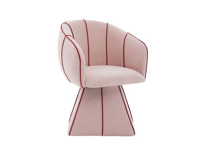 Fauteuil pivotant chenille rose