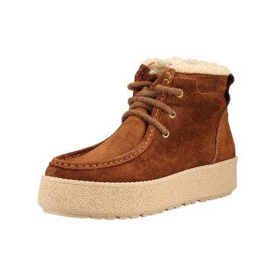 Schnürstiefelette MARC O'POLO "Marc O'Polo Stiefelette Veloursleder", Damen, Gr. 38, braun (cognac), Veloursleder, Schuhe Schnürstiefelette