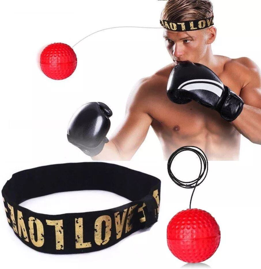 INF Bandeau de boxe - ballon réflexe avec bandeau Rouge