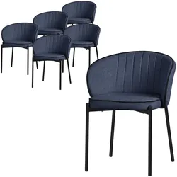 ML-Design Esszimmerstühle 6er Set Anthrazit, Stoffbezug, Metallbeine, Polsterstühle mit Rückenlehne für Küche & Esszimmer