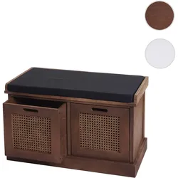 Sitzbank HWC-J49, Polsterbank Garderobenbank, Kissen Aufbewahrungsboxen Staufach 47x75x40cm ~ braun, Polster schwarz