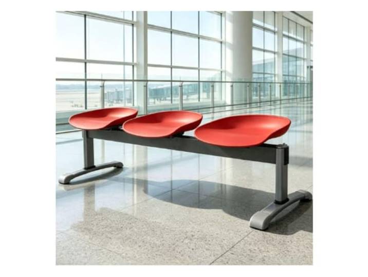 YPIOUREN Wartezimmer Stühle, Sillas para Sala de Reuniones Robuster Stahlrahmen + Sitzschale aus Einem Guss (verstärkter Kunststoff), 500 Kg Tragkraft(Red)