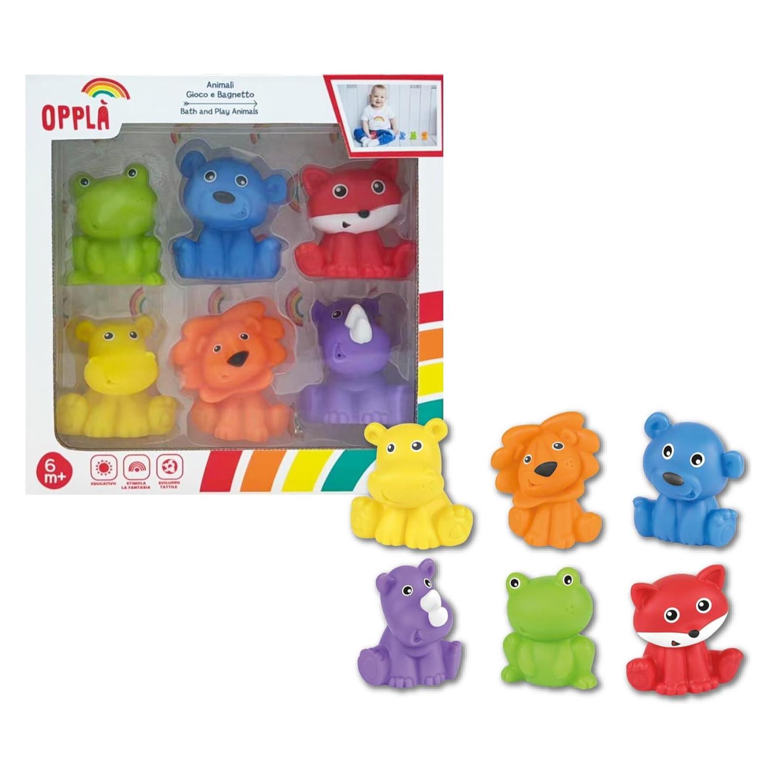 ODS Opplà - 6 Animali Gioco e BagnettoAnimaletti colorati in vinile diverse dimensioni 6.9 / 8 cm (58014510)