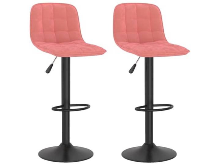 HKLGBVCR Barhocker, 2-teilig, Velours, Rosa, mit Höhenverstellung Basis aus verchromtem Stahl, 360° drehbar, Gashebefunktion, Kapazität 110 kg, integrierte Fußstütze