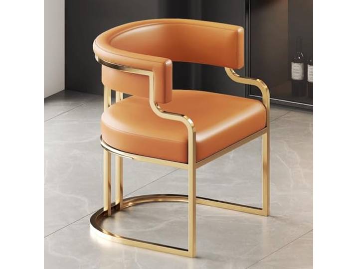 BVDHASDBT Esszimmerstühle – Arbeitsstuhl, stabile Metallbeine, gepolstertes Design, stabile Barhocker, für Wohnzimmer, Esszimmer, Lesezimmer, Wartezimmer (Orange)