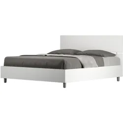 Demas 160x190 Doppelbett mit Stauraum und geradem Kopfteil, weiße Köder