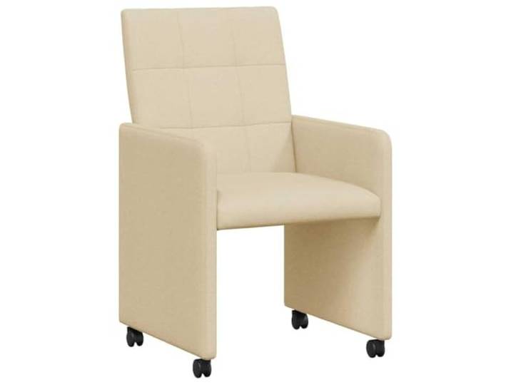 LMTYOENFG 2er Set Esszimmerstühle mit Rollen Armlehne Stoff Creme Modernes 2er-Set Polsterstühle mit flexiblen Rädern und gepolsterter Armlehne für Esszimmer, Wohnzimmer oder Homeoffice.