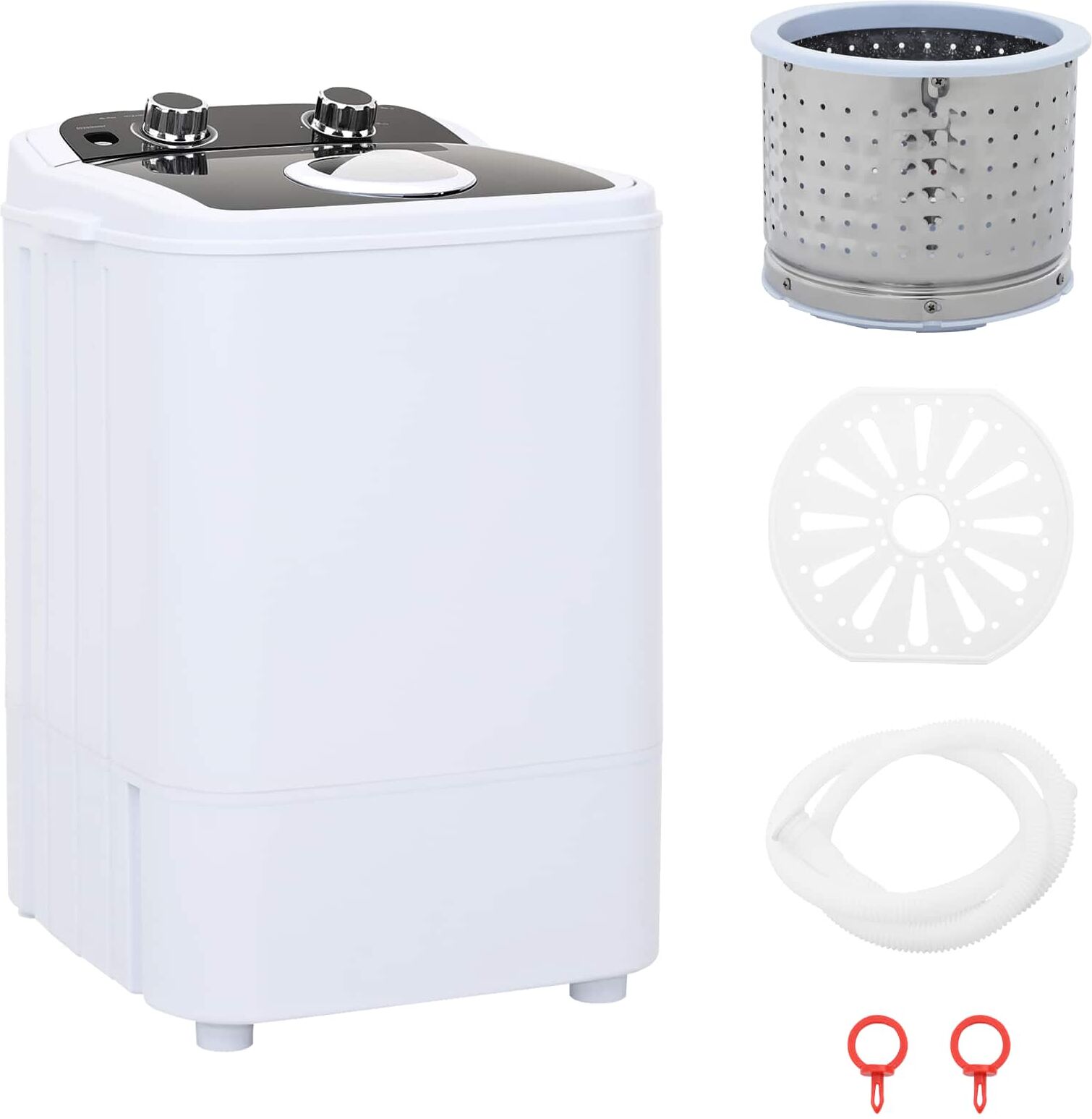 vidaXL Mini machine à laver avec tub unique 4,6 kg Noir et Blanc