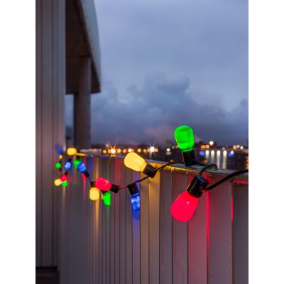 KONSTSMIDE LED-Lichterkette "Ganzjahresbeleuchtung außen", schwarz, Dioden 20 Stk. Flammen 20 Stk., Gesamtlänge 14,75m, Lichterketten, LED Biergartenkette, opal, 20 bunte Birnen / 40 warm weiße Dioden