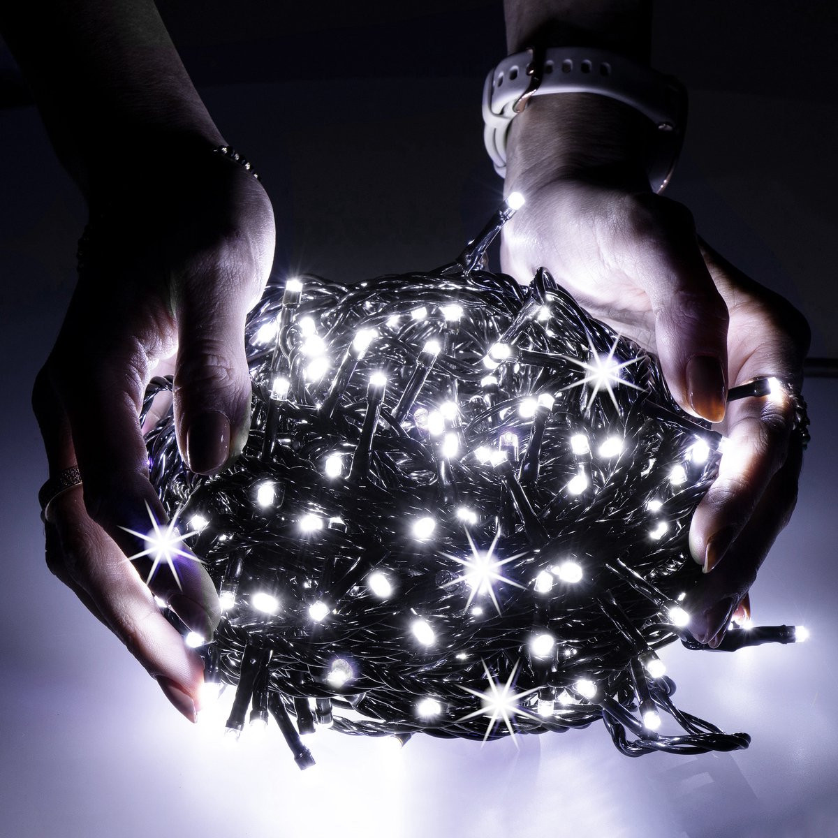Springos Kerstboomverlichting met 300 LED lampjes, 15 m, Koud Wit, Flits
