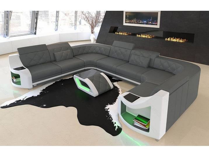 Mini Sofa Genua U-Form aus Leder
