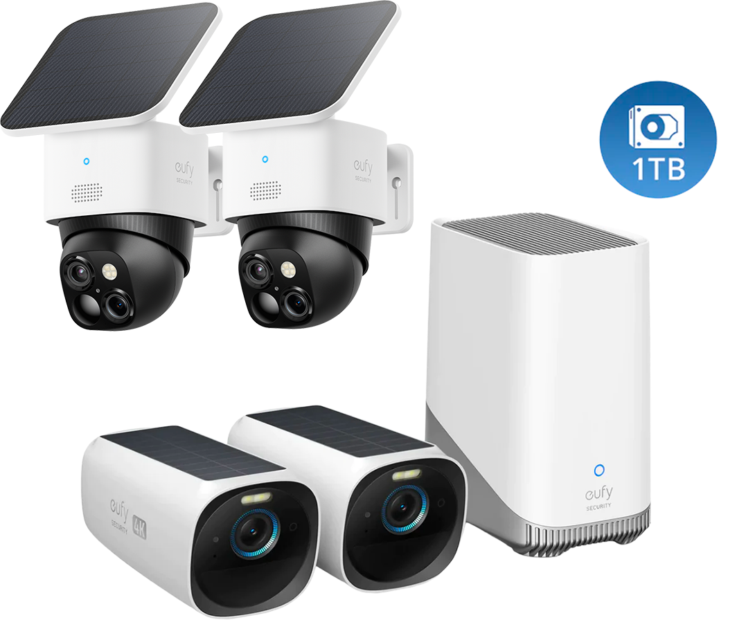 eufyCam S330 (eufyCam 3) + SoloCam S340 (pack de 2) + Disque dur 1 To bundle
