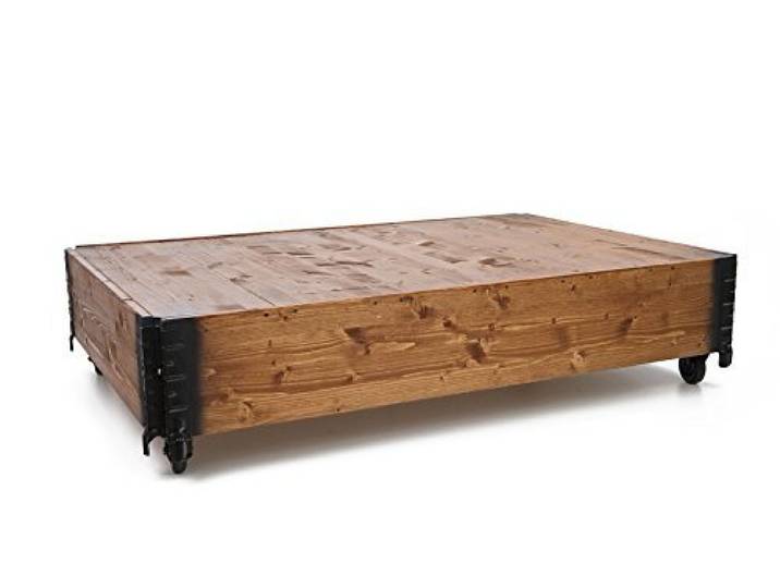 Uncle Joe´s 75766 Couchtisch, Vintage, Shabby chic Holz 104 x 64 x 30 cm, Hellbraun