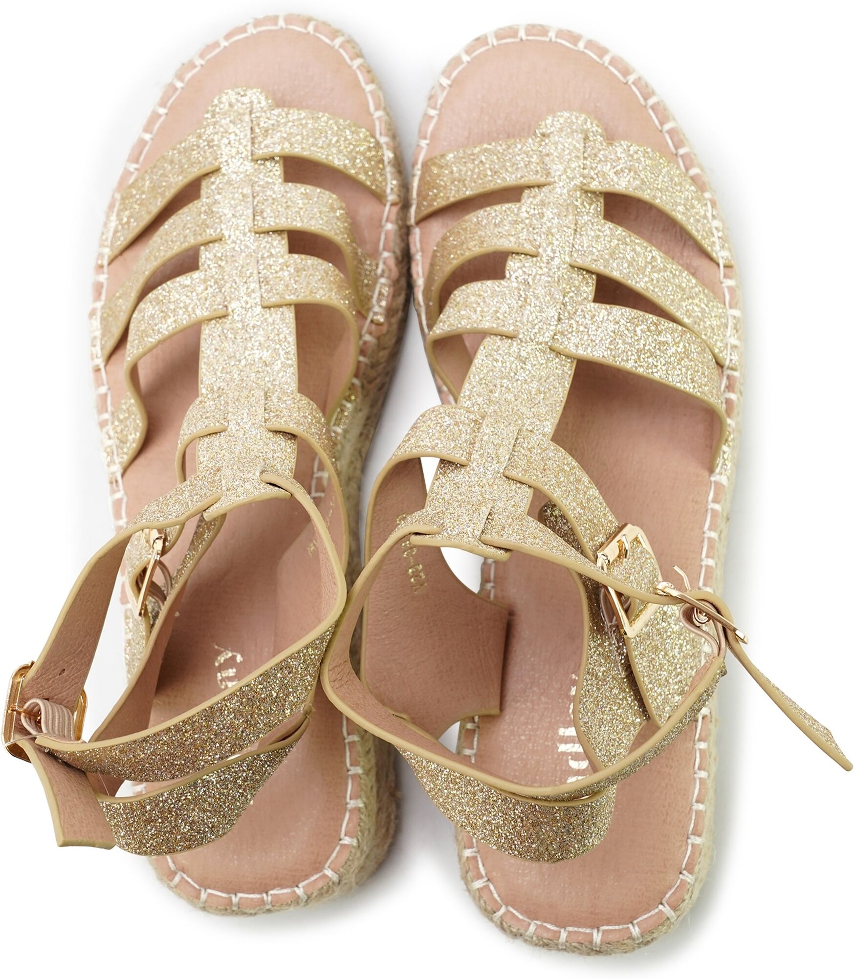 Sandale FINDLAY "TILIA", Damen, Gr. 39, Lederimitat, goldfarben, Schuhe Sandale, im funkelnden Design