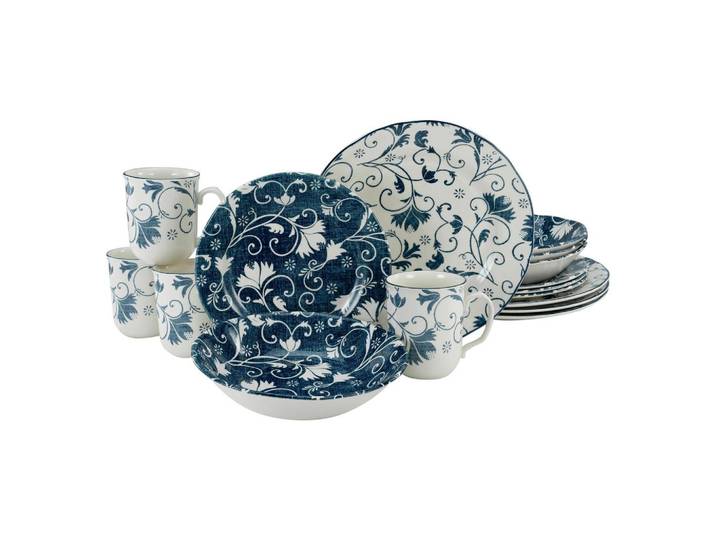 Kombiservice Damask Keramik 4 Personen Geschirr Set
