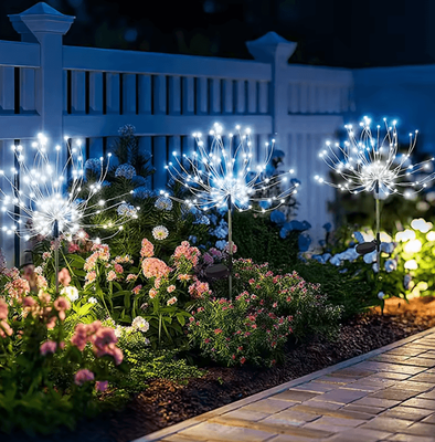 Inspire Curations Solar Firework Garden Lights Waterproof Outdoor Starburst Stake Lights white 1pc