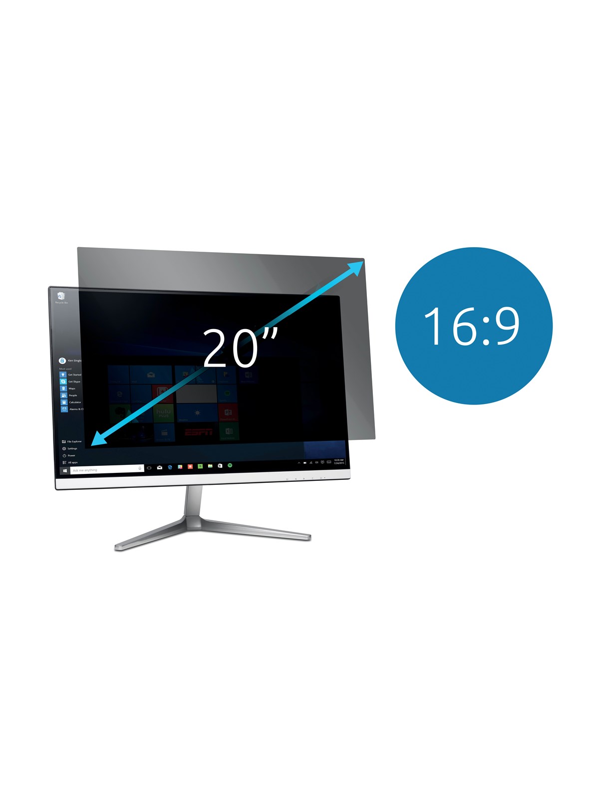 Kensington Blickschutzfilter 2-fach abnehmbar für 20" Bildschirme 16:9