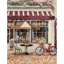 Gemälde STRAßENCAFE IN ROT (LB 70x90 cm) - bunt - LB 70x90 cm