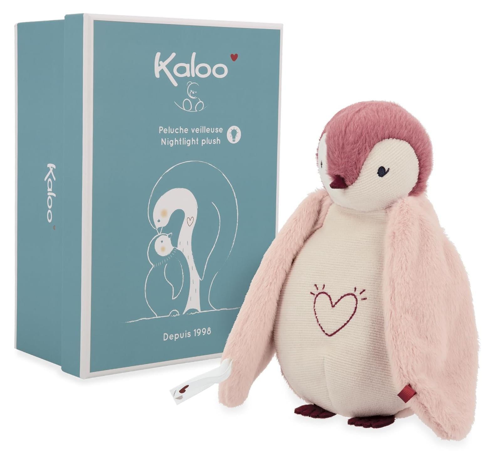 Kaloo Nachtlamp Pinguïn Roze - Pluche LED nachtlamp voor baby's, USB oplaadbaar