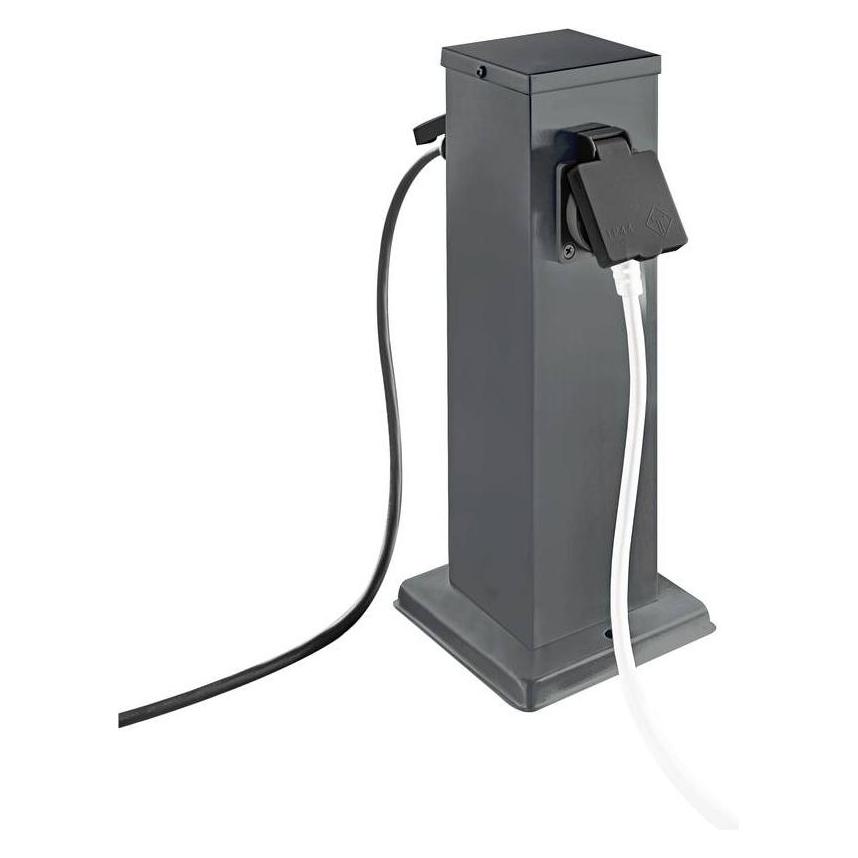 Heitronic 501334 Steckdosen-Verteiler Anthrazit erhöhter Berührungsschutz (2x) (501334)