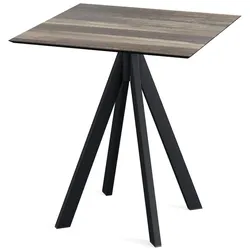 Feros Infinity Terrassentisch Schwarz gestell + Tropical Wood HPL 70x70 cm