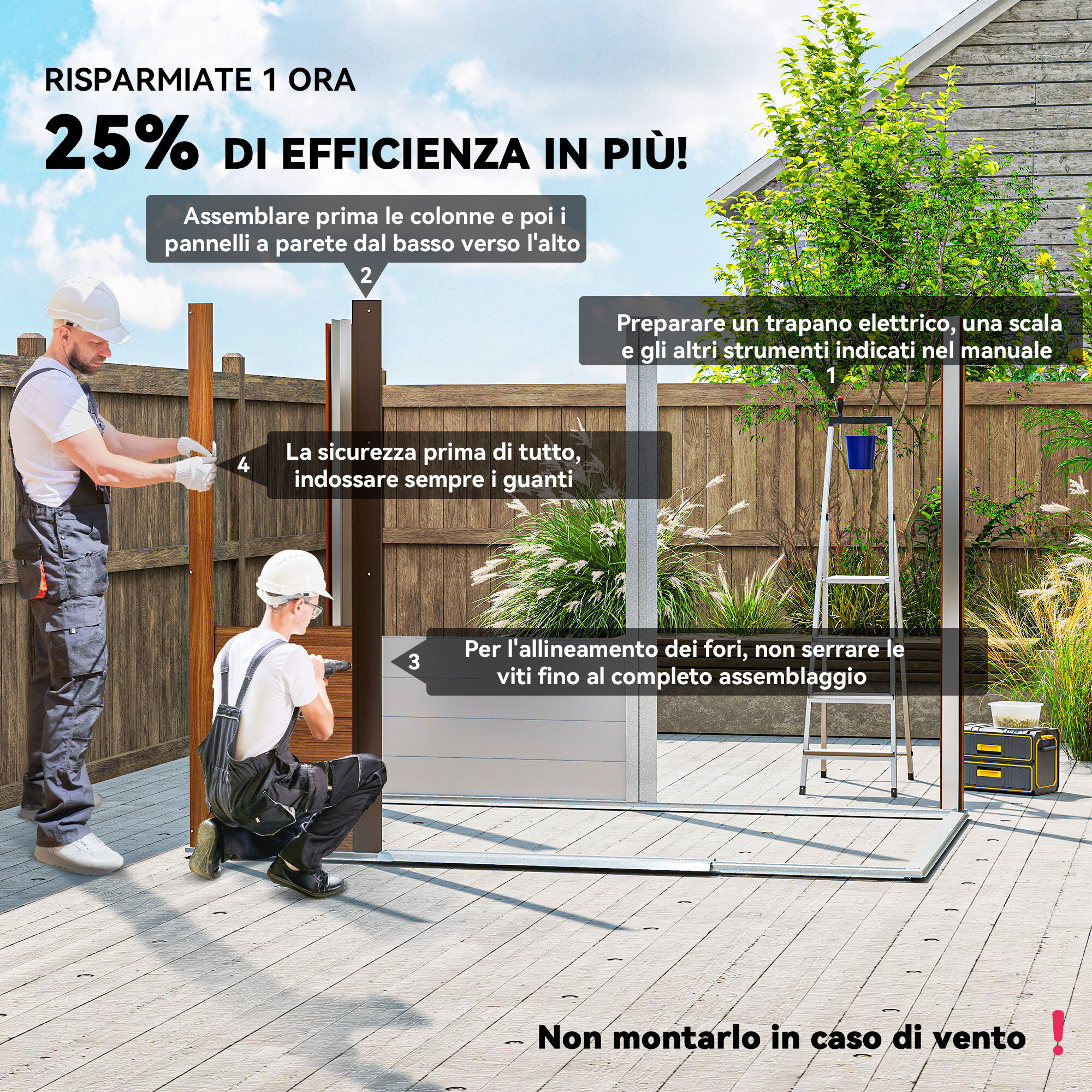 Altro Casetta Da Giardino In Acciaio Effetto Legno Con Doppie Porte Scorrevoli, 236x196x208 Cm, Marrone