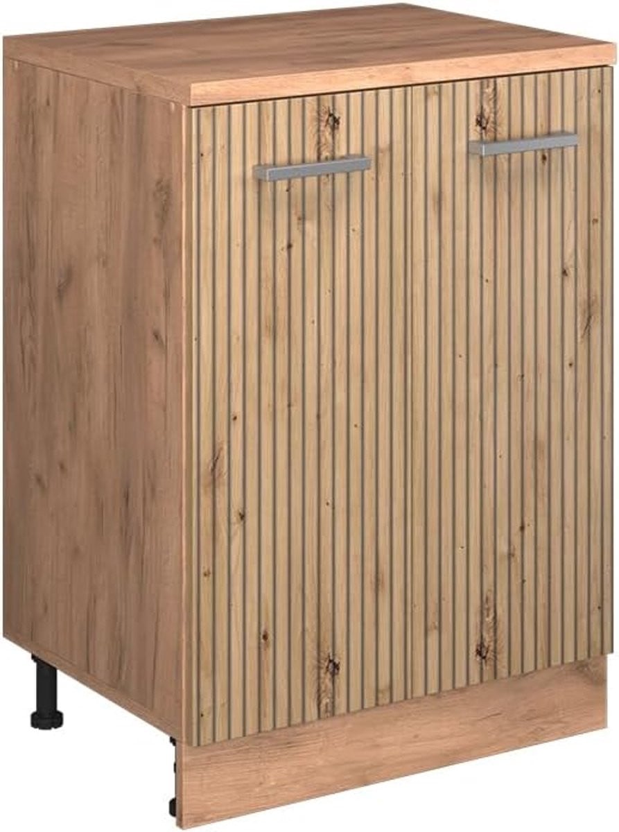 Keukenkast voor schuine wand in eikenhout - Breedte: 60 cm