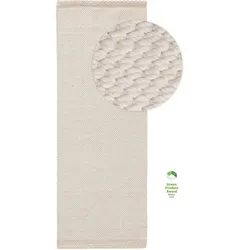 benuta Pure Kurzflor Teppich aus recyceltem Material Kiah Cream 70x200 cm - Moderner Kurzflor-Teppich für Wohnzimmer