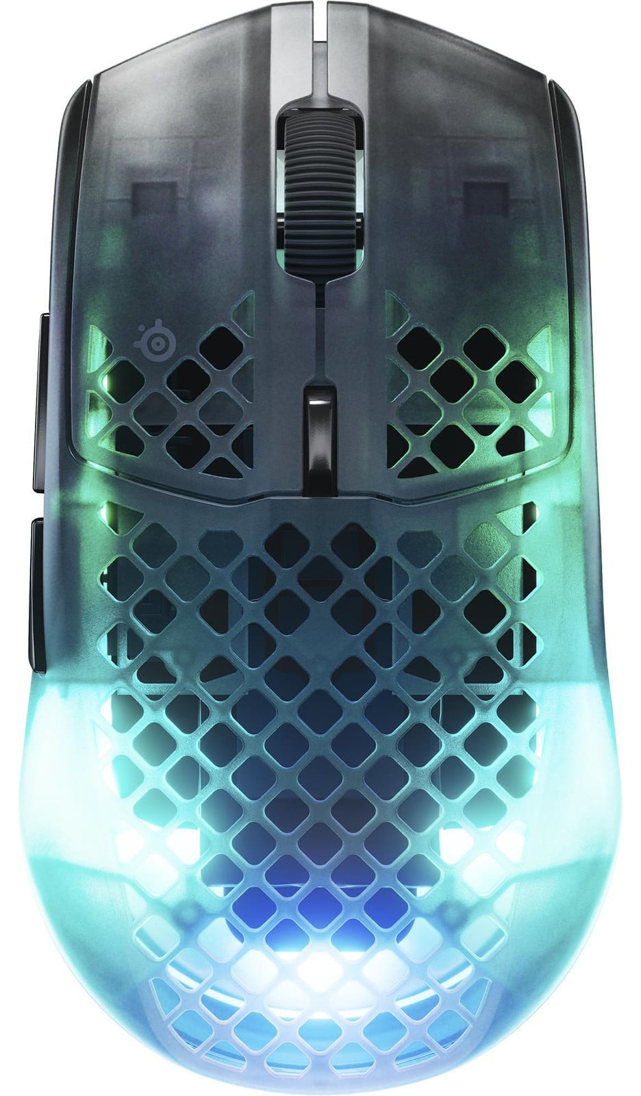 SteelSeries Aerox 3 Wireless Gen 2 Gamingmuis voor rechtshandigen, 26000 DPI, RF en Bluetooth, zwart/transparant