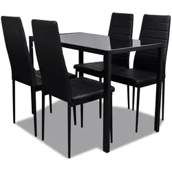vidaXL 5tlg. Esstisch Set Schwarz