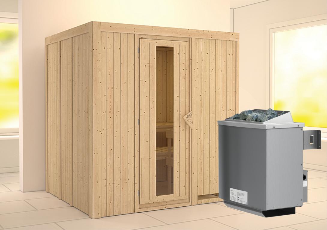 KARIBUHOLZT Sauna Sodin Front ,9KW intr.Strg m.einer Isoliertür 09231445