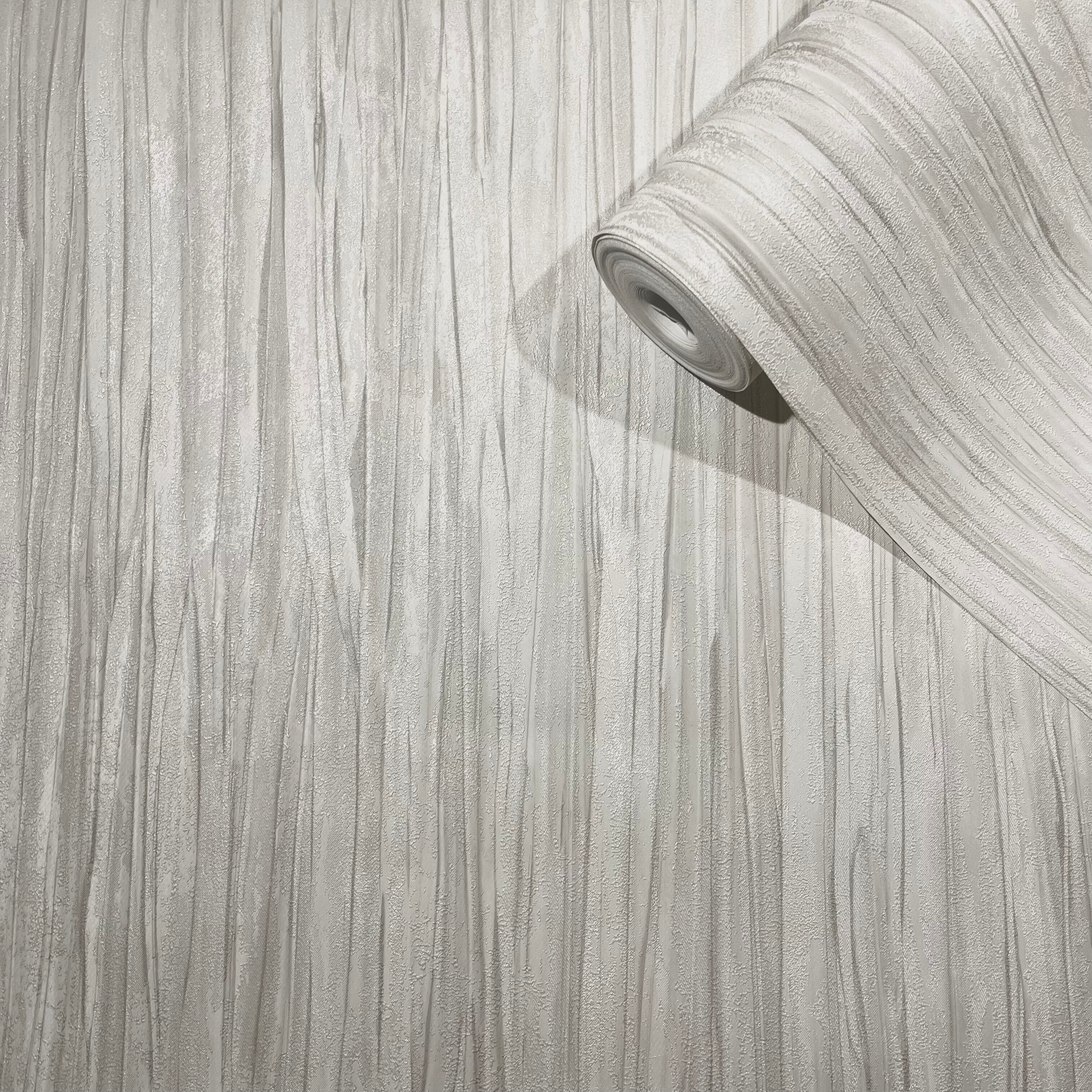 Shay Cream Metallic Linear Patterned Wallpaper