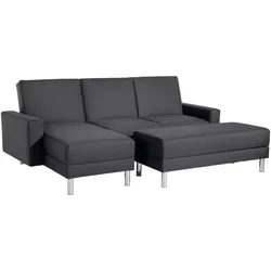FUNKTIONSSOFA mit Hocker Katryna Flachgewebe graphit