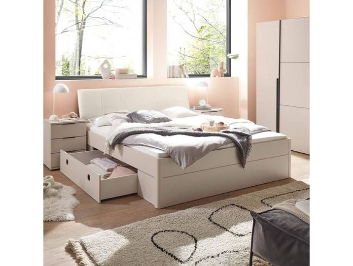 Bett Amplia Komfort mit Schubkasten 180x200cm Sand modern, Mit Kopfteil