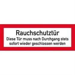 Aufkleber Rauchschutztür Diese Tür muss nach Durchgang ..., Folie, 210x74 mm