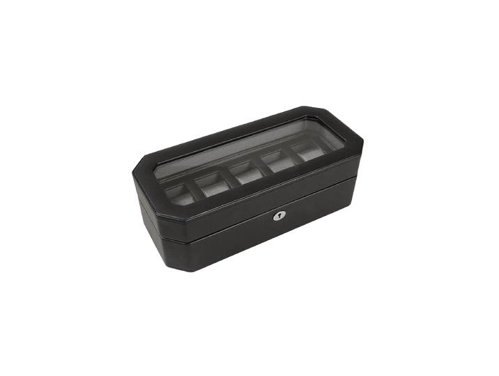 Uhrenbox „Windsor“ für 5 Armbanduhren Leder Schwarz WOLF