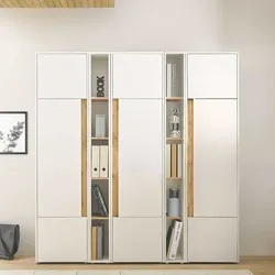 Aktenschrank Set in Weiß und Wildeichefarben 200 cm hoch (fünfteilig)
